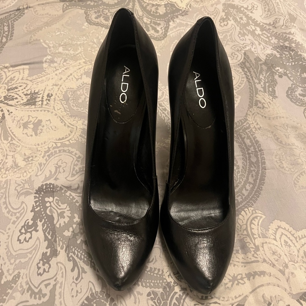 Aldo black leather high heels